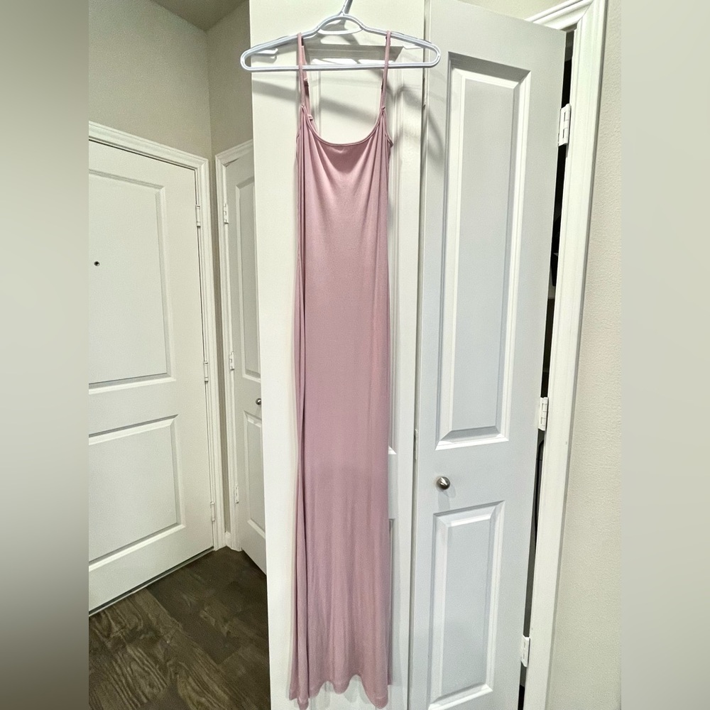 SKIMS ribbed long lounge maxi dress- orchid size M